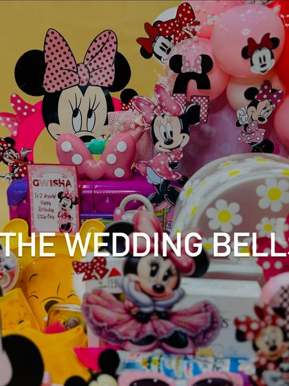 A different angle of our adorable Minnie Mouse "Oh Twodles" birthday hamper, showing the balloon arrangement and themed decorations.