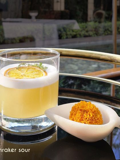 The Moonraker Sour, created with Hendrick's Gin, is a complex and aromatic cocktail. We blend the gin with notes of lavender and honeycomb, resulting in a drink that is floral, sweet, and perfectly balanced with a sour finish.