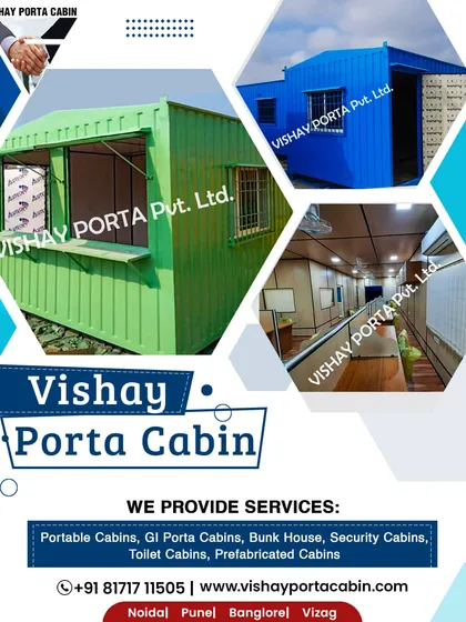 I provide a wide range of services including portable cabins, GI porta cabins, bunk houses, security cabins, toilet cabins, and other prefabricated structures. Contact me to find the right solution for your project.