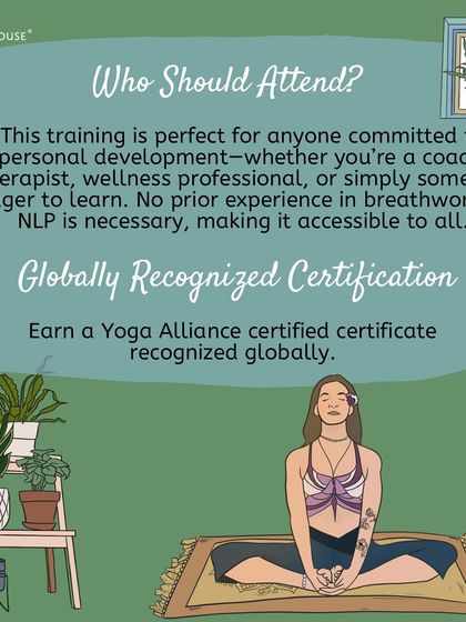 This NLP and Transformative Breathwork workshop is for anyone committed to personal development. Earn a globally recognized Yoga Alliance certificate while learning to rewire thought patterns and overcome limiting beliefs.