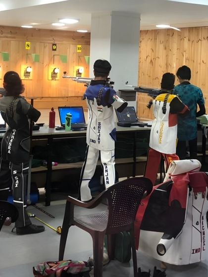 A glimpse of our shooters practicing their stances. Proper form is the foundation of precision shooting, and our coaches pay close attention to every detail.
