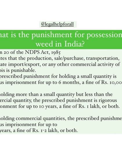 This infographic details the punishment for possessing weed in India under the NDPS Act. I provide clear guidance on the potential consequences and defense strategies.