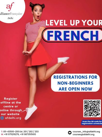 Already know some French? Level up with our non-beginner courses. Registrations are open for both online and offline classes, with admission on a first-come, first-served basis.