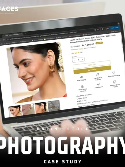 This screenshot shows a detailed product page featuring our photography, complete with zoom functionality. It proves our images are high-resolution and optimized for the best e-commerce user experience.