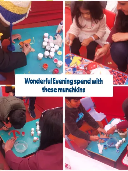 A collage showing the happy faces and creative energy at our Christmas craft workshop. Kids of all ages enjoyed painting festive designs on wooden cutouts.