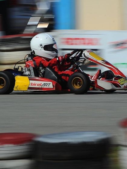 A young driver in a BirelART chassis, showing the variety of equipment we work with to train our talent.