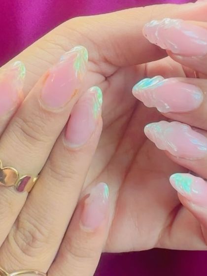 A unique, iridescent set with a 3D "cloud" or "jelly" texture that looks so cool and futuristic.