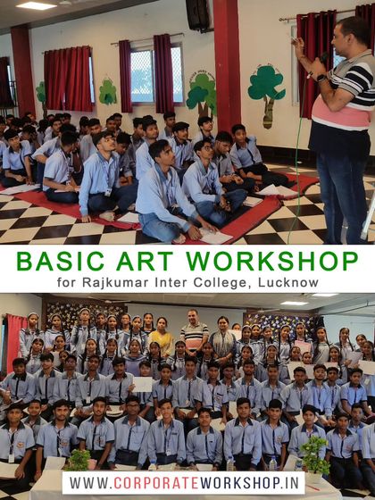 Our founder, Mohit Manocha, conducting a basic art workshop for students at Rajkumar Inter College in Lucknow. We are committed to spreading art education everywhere.