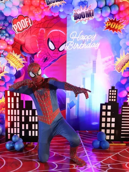 Spider-Man himself dropped by to celebrate! A costumed character adds an interactive element to the party, making it an unforgettable experience for the kids.