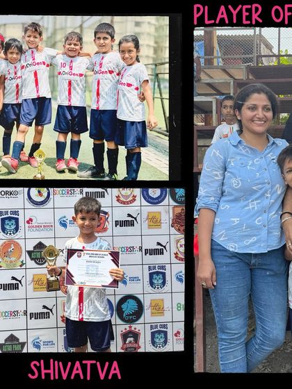 Another 'Player of the Match' winner, Shivatva, celebrating with his family. Parental support is a huge part of our academy's success.
