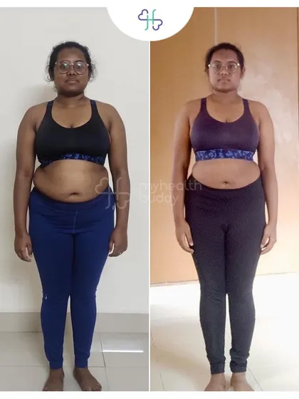 This client lost 7 kgs in 12 weeks. She learned to maintain her diet and workout consistently without cravings, and was inspired to follow this lifestyle for life.