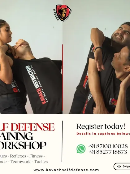 A poster for our Self-Defense Training Workshop, detailing the registration and contact information.