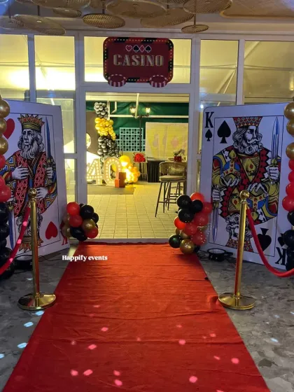 A duplicate of the grand Casino Night entrance, ready to welcome guests to a night of fun and games.