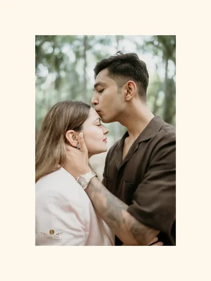 A tender kiss on the forehead during Shubhi and Kunal's pre wedding session. We focus on capturing these small, intimate gestures that speak volumes about a couple's connection.