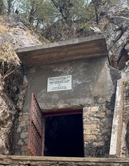The entrance to Mahavatar Babaji's cave in the Himalayas. This is where the Kriya Yoga message for this age was revived, a place of immense power and historical significance.