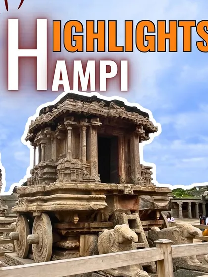 A graphic highlighting the famous Stone Chariot, a must-see on our Hampi itinerary.