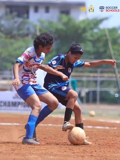 Intensity and focus on the pitch. Here, our player Prisha Patel is seen in a competitive match, showcasing the skill and determination we nurture in our SGFI Nationals-level athletes.