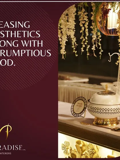 Pleasing aesthetics along with scrumptious food. Our ornate serving dishes and elegant counter setups are designed to complement the decor of your event.