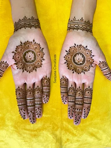 Another look at the simple and elegant lotus mandala design, a timeless choice for any occasion.