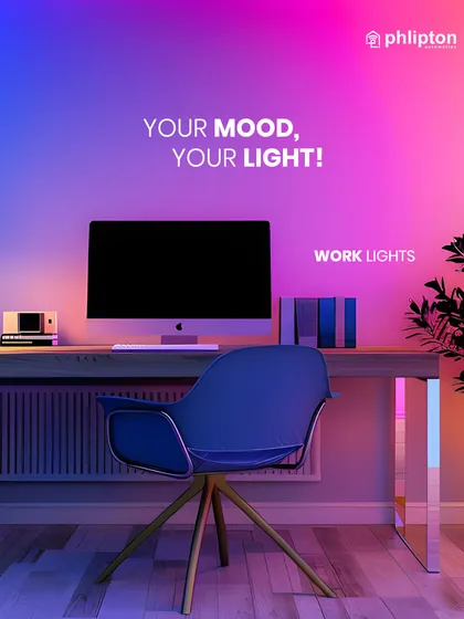 Your mood, your light. For your home office, I can create a "Work Lights" scene that is bright and focused, or you can switch to a more relaxed, colorful vibe for creative tasks.