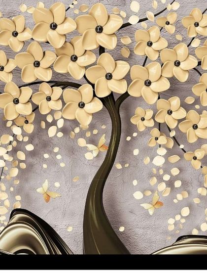 Add a touch of nature and art with this floral tree 3D UV Marble sheet. The 3D effect of the flowers makes the wall come alive.
