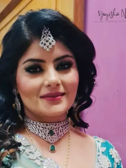 A glamorous look for a client from the UK. The makeup features dramatic smokey eyes and a flawless complexion, perfect for a high-end party or wedding event.