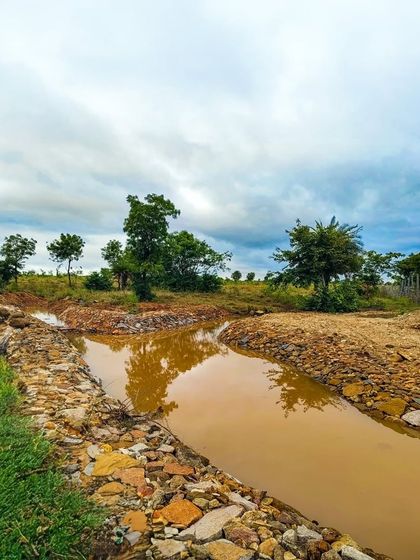 Every drop counts. This water channel is part of an intelligent system that ensures rainwater doesn't run off, but stays home to find its purpose on the farm.