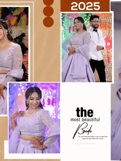 A stylish collage celebrating the "Look of Love." It showcases the couple in their elegant reception attire, capturing both posed portraits and candid moments of joy.