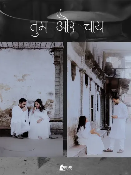 A themed collage with the Hindi text "Tum aur Chai" (You and Tea), capturing quiet, shared moments in the rustic lanes of Old Delhi.