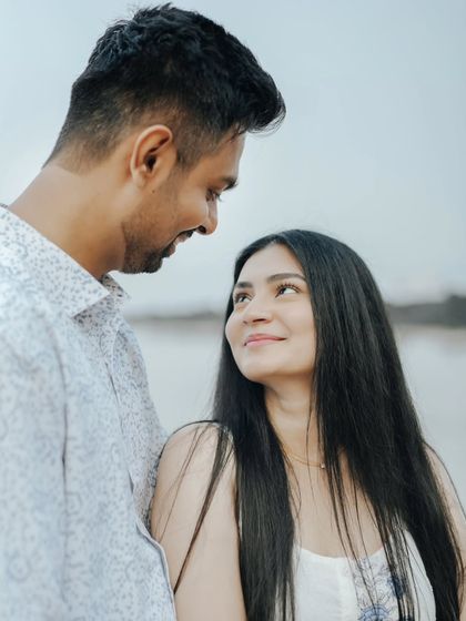 The way they look at each other tells the whole story. A beautiful, candid close-up that captures a moment of pure admiration and love.