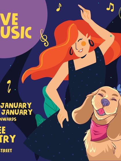 The best evening planned for you and your fur babies! A poster for our January live music nights.