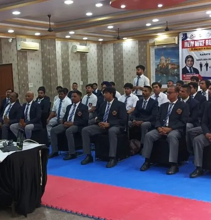 A wide view of the referee seminar in Delhi, showing the commitment of our local coaches and officials to professional development.