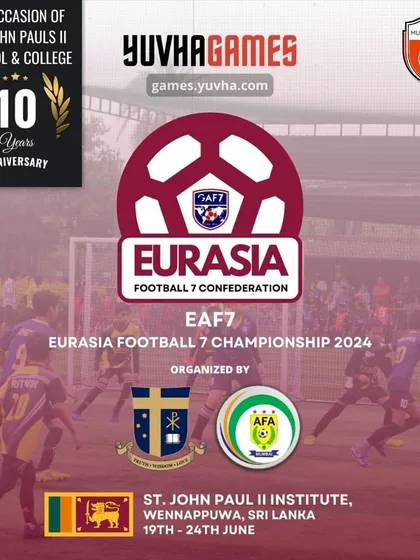 An opportunity to compete internationally. We facilitate participation in tournaments like the Eurasia Football 7 Championship in Sri Lanka.