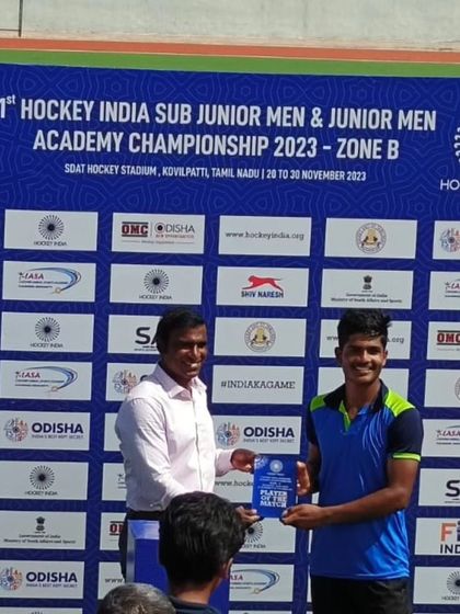 Congratulations to my player, Pavan KJ, for being named Best Player of the Match at the 1st Hockey India Junior Academy Championship. A well-deserved recognition of his skill.