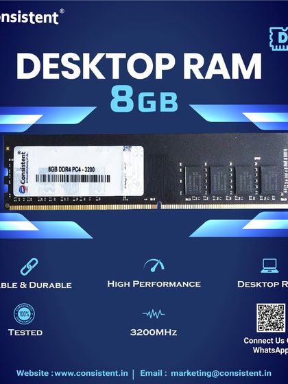Power up your PC with our 8GB DDR4 Desktop RAM. Tested for stability and durability, this 3200MHz module provides the high-performance boost needed for smooth multitasking and a more responsive system.