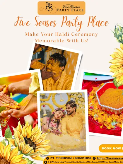 We specialize in planning lively and traditional pre-wedding functions like the Haldi ceremony. This collage captures the joyful moments we help create, from the vibrant yellow decor and floral arrangements to ensuring every ritual is a memorable part of your wedding story.