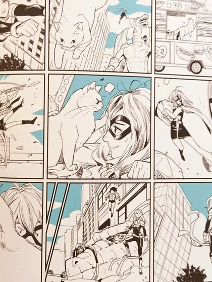 Captain Marvel's pet, Chewie, causes some adorable chaos in this comic panel.