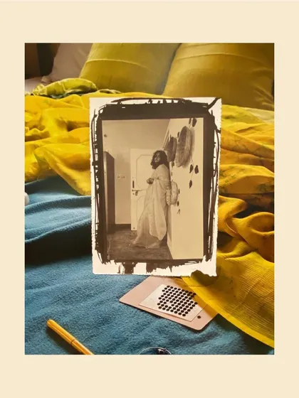 A salt print from the "Inheritance" show, showcasing an artist's exploration of self and space through alternative photography.