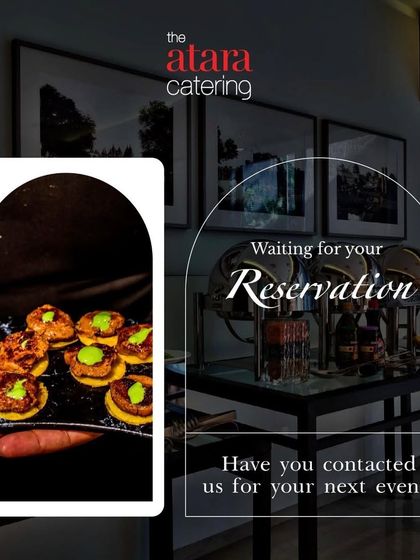 Waiting for your reservation. This image shows a sleek, modern buffet setup suitable for a corporate event or a formal party, showcasing our readiness to serve.