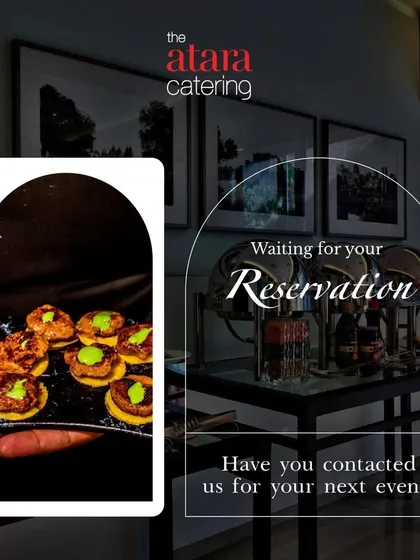 Waiting for your reservation. This image shows a sleek, modern buffet setup suitable for a corporate event or a formal party, showcasing our readiness to serve.
