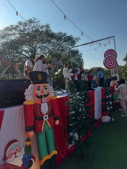 A shot from our Christmas music festival. Our students perform in various settings, from indoor stages to outdoor events, learning to adapt and shine anywhere.