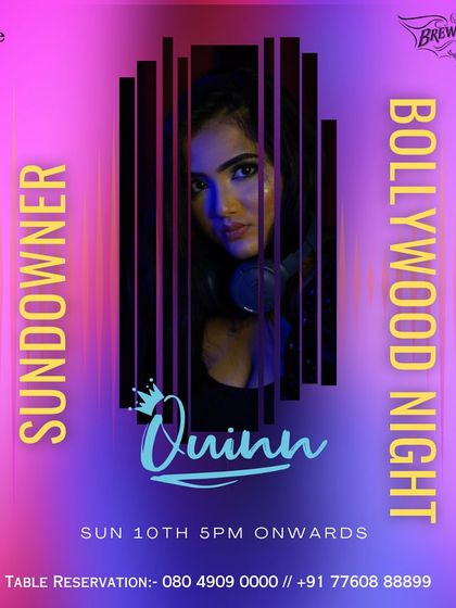 A poster for my Bollywood Sundowner night at the prestigious Skye Lounge in UB City, Bangalore.