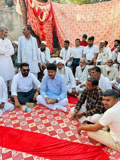 Attending a wedding in the village of Adbar, Nuh, and sitting with the community members. These moments of shared celebration are just as important as political discussions.