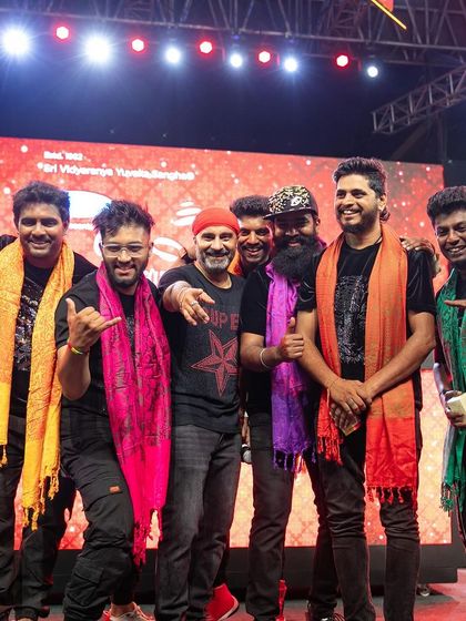 The whole crew together. A public show with Beat Gurus is always a high-energy musical performance.