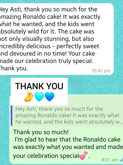"The cake was not only visually stunning, but also incredibly delicious." Fantastic feedback for the Ronaldo football cake.