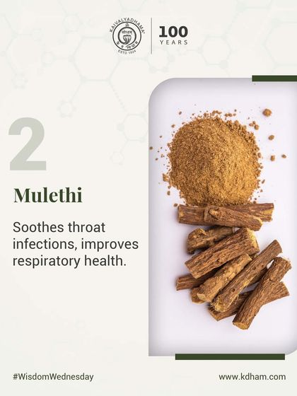 Mulethi, or licorice root, is excellent for soothing throat infections and improving respiratory health. Its gentle, healing properties make it a valuable herb in our holistic practice.