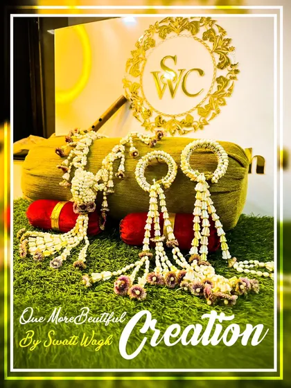 One more beautiful creation. This image showcases a set of floral kalire and other accessories, ready to be shipped to a client.