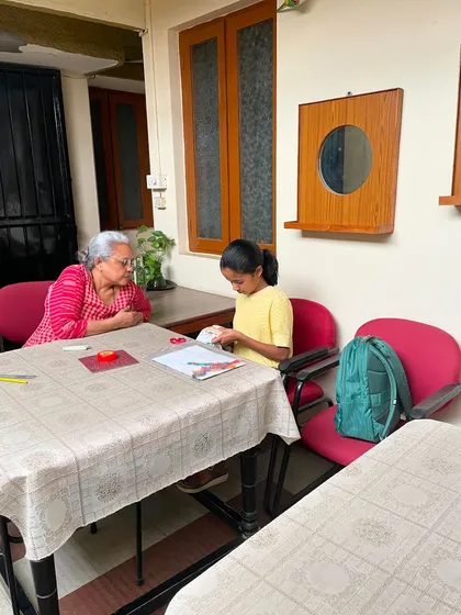 Teaching our 11-year-old student. We had many quiet, lovely conversations during our classes, and I enjoyed teaching her as much as she enjoyed learning.