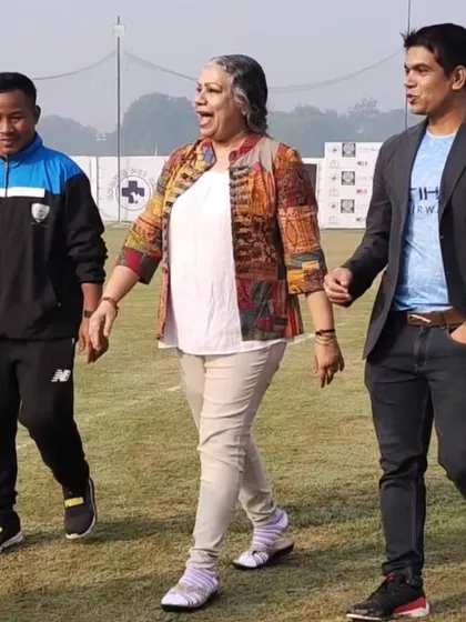 Our coaches escorting our guest of honor, Shoma Lahiri, across the field.