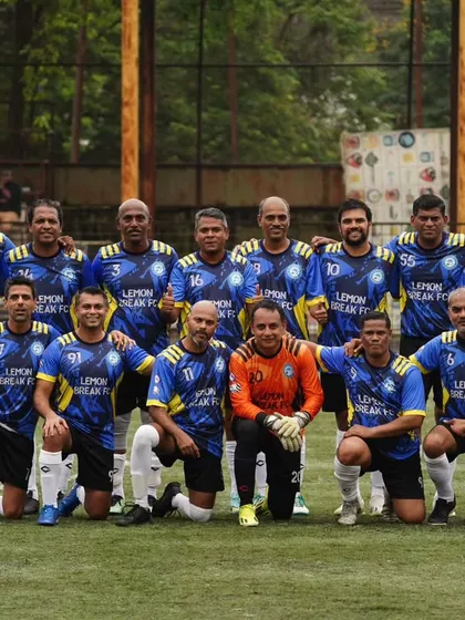 This is our Lemon Break Sports FC Veterans squad. We are a dedicated team of players over 45, competing together in the official MFA Veterans League, fully kitted and ready for every match.